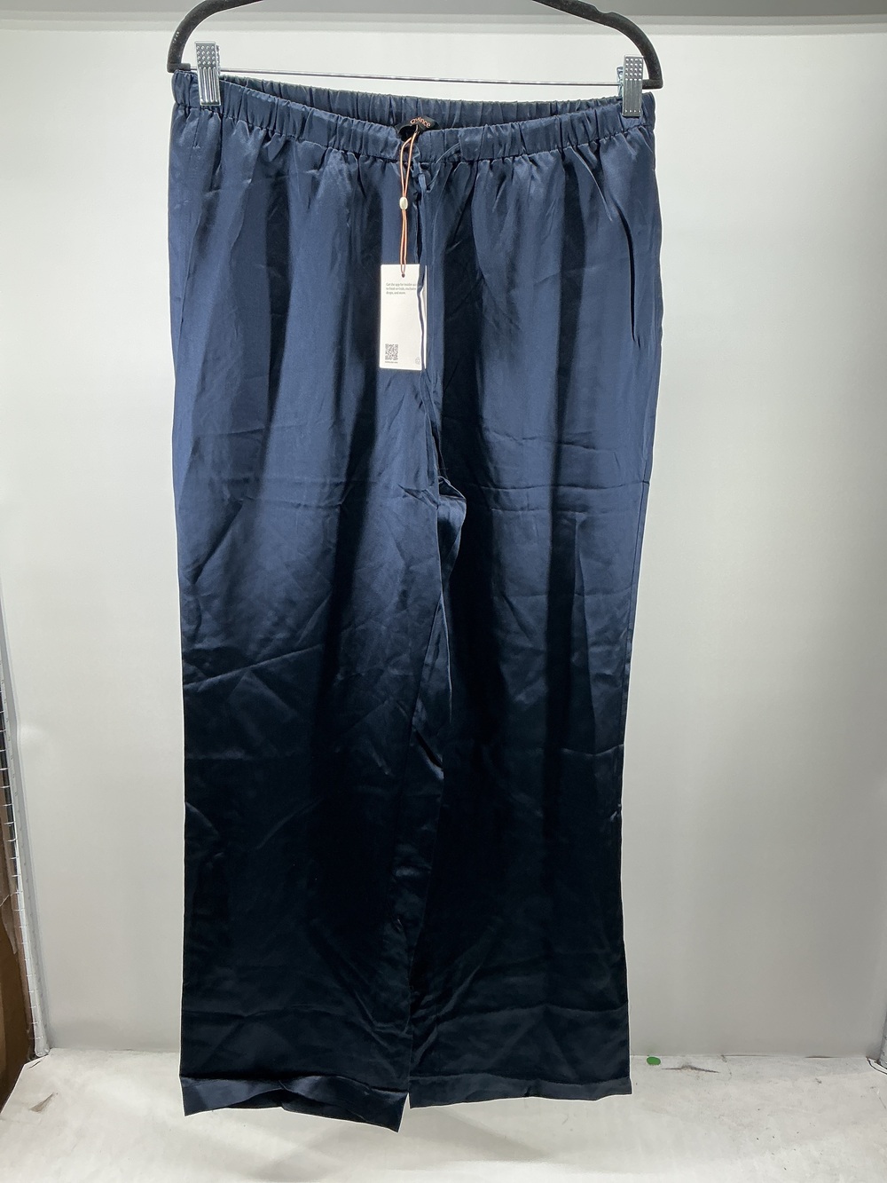 100% Washable Silk Drawstring Wide Leg Pants - 30"